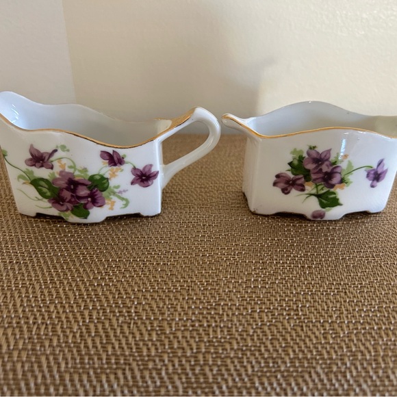 Vintage Norcrest Transferware Miniature Sugar and Creamer Voilet Flowers set, - Picture 9 of 16
